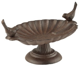 Esschert Design Vogeltränke, Vogelbad mit kurzem Fuß aus Gusseisen, ca. 24 cm x 15 cm x 13 cm