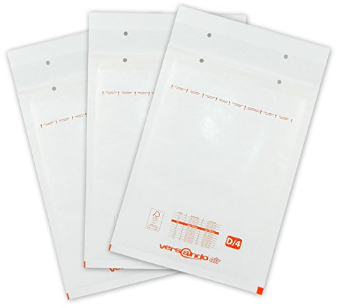 versando 100x D4 Luftpolsterumschläge Innenmaß 180 x 265 mm Außenmaß 200 x 275 mm weiß für DIN A5 / DVD/ B5