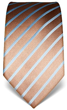 Vincenzo Boretti Herren Krawatte reine Seide gestreift edel Männer-Design zum Hemd mit Anzug für Business Hochzeit 8 cm schmal/breit hellbraun