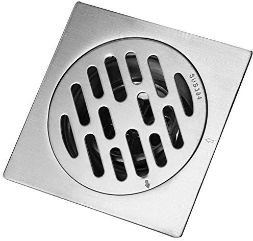 Siphon de Sol en Acier Inoxydable Anti-Odeur Carré de Salle de Bain Déchets Gate Égouttoir de Douche Drain de Plancher avec Couvercle de Crépine Amovible(Style 2)
