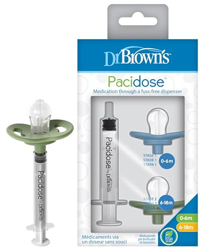 Dr. Brown's Pacidose Liquid Medicine Dispenser for Babies and Toddlers, Oral Syringe and Two Bulb Sizes, 0-6 m and 6-18 m, BPA-Free