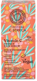 Natura Siberica Oblepikha C‑Berrica Energy Face Serum 30 ml – Antioxidantien & Vitamin C Serum gegen müde, fahle Haut | Glow, Feuchtigkeit, Anti‑Aging & Revitalisierung | Glättet Fältchen