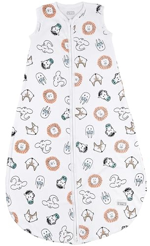 Meyco Sac de couchage Baby Animal (100% coton, fermeture éclair complète, doux pour la peau, infroissable, ajustement parfait, taille : 110), multicolore