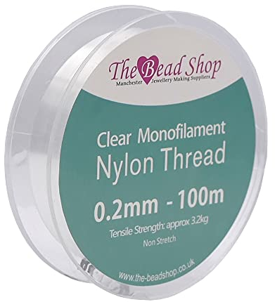 Filo monofilamento di nylon trasparente da 0,2 mm, filo per cucire trasparente, decorazione appesa, non elastico, resistenza alla trazione circa 3,2 kg (0,2 mm - 100 m)