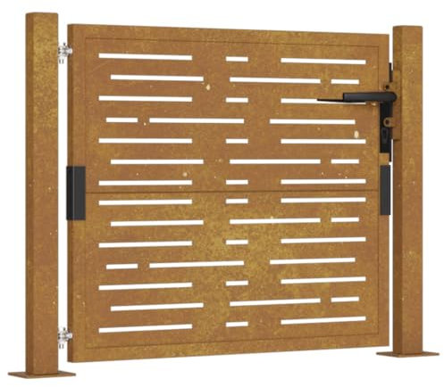 vidaXL Portail de Jardin, Portillon de Patio, Barrière de Sécurité, Porte d'Extérieure Terrasse, 105x105 cm Acier Corten Conception de Carré