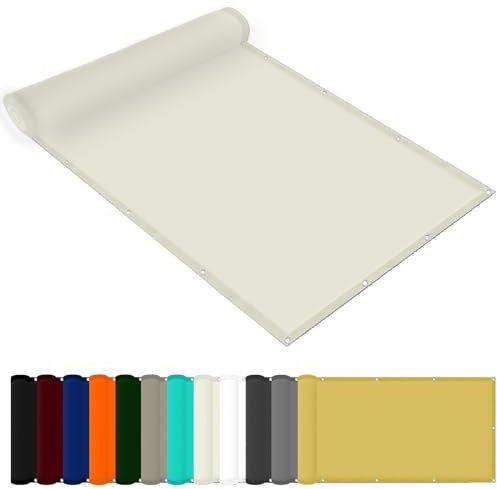 Garden Screening 2.4 x 8 m(7.9 x 26.2ft) Waterproof Patio Sail Pergola with Free Rope UV Block Weather-Resistant with Grommets Pes Sun Shades Outdoor Garden Patio Party, Ivory