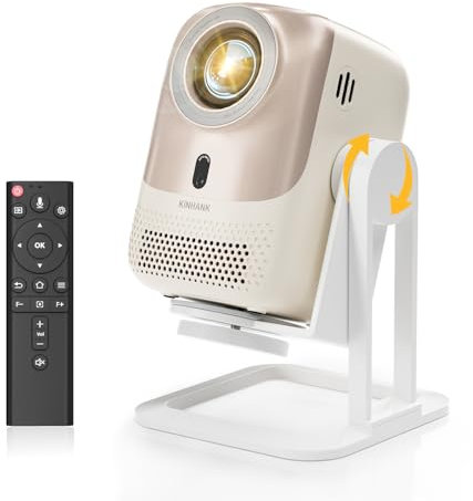 Mini proiettore 4K 1080p Full HD, Android OS, Proiettore Portatile Girevole a 360°, 450ANSI, WiFi 6/BT 5.2, Autofocus e Auto Keystone, Videoproiettore per Home Theater/Outdoor