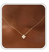 ZOERAY Mothers Day Gifts Birthstone Necklace for Women Non Tarnish 14K Gold Plated Four Leaf Clover Necklace Dainty Gold Choker Necklaces for Women Trendy CZ Emerald Pendant Necklace Birthday Jewelry