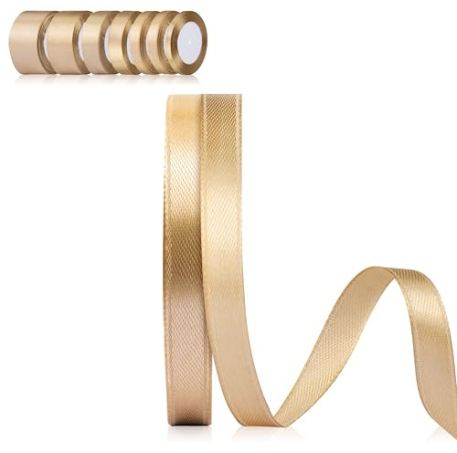 Foshird Satinband guld 10 mm x 22 m band bröllop presentband guldband för pyssel dekorativa band för ballonger födelsedag gör-det-själv presentförpackning jul