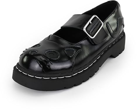 T.U.K. Anarchic Mary Jane Kitty - Scarpe da Donna - Colore Tutto Nero - Taglia EU38