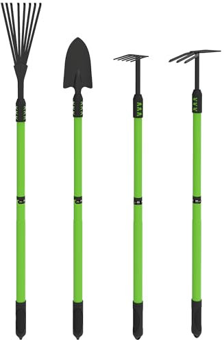 Outsunny Gartenwerkzeug-Set 4 Stück Gartengeräte-Set mit Schaufel Gartenhacke Gartenrechen Laubrechen, Männer und Frauen
