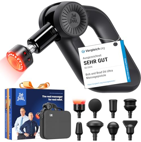 Bob and Brad D6 Ultra Massage Gun with Infrared Heating Head, Deep Tissue Muscle Massager with 16mm Amplitude and OLED Screen, Powerful Electric Handheld Massage Device for Muscle Relaxation