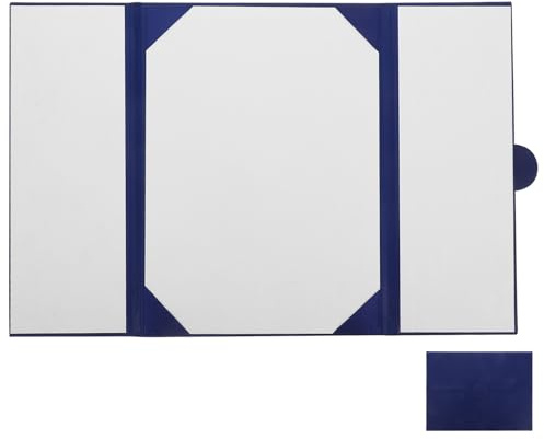 jojofuny Trifold A4 Diploma Certificate Cover with Blue Leather and Snap Button Graduation and Marriage Certificate Protector Holder Document Brochure