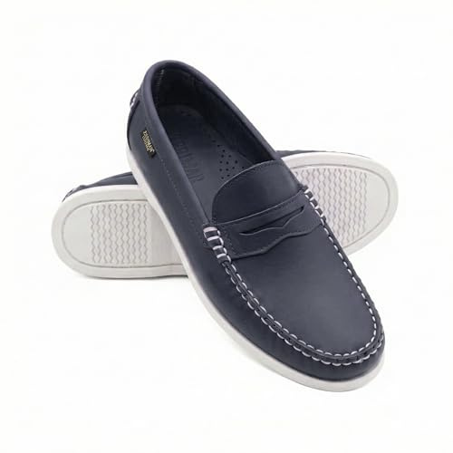 Zerimar Mocassin Nautique pour Homme en Cuir Véritable, Chaussure Décontractée Élégante et Légère pour Un Usage Quotidien ou Formel,Chaussure Confortable avec Un Design Moderne