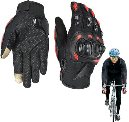 Generico Guanti Da Motociclista Per Uomini - Guanti Da Ciclismo Con Protezione Anti-Caduta, Guscio Rigido E Touchscreen,Tessuto Traspirante, Comodo,Per Le Corse Su Strada E Gli Sport All'Aperto