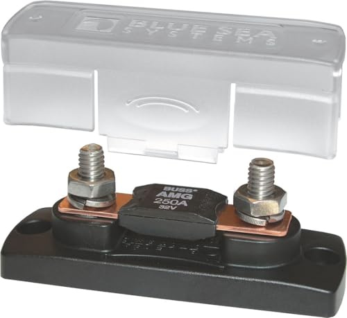 Blue Sea Systems 5001 MEGA/AMG Fuse Block with Cover, 100-300 Amp, 32V DC, 4.07 x 1.5