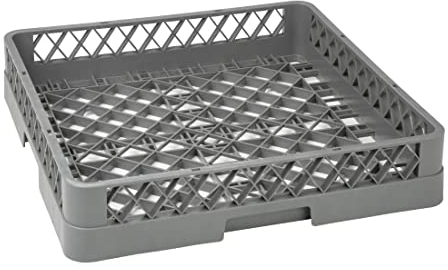 Vogue Open Cup Dishwasher Rack, Grey, Dimensions: 100(H) x500(W) x500(D) mm, Any Commercial Washer Compatible - Check Dimensions, Open Bottom for Quick Drying, Commercial & Home Use, K908