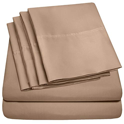 Cal King Size Bed Sheets - 6 Piece 1500 Supreme Collection Fine Brushed Microfiber Deep Pocket California King Sheet Set Bedding - 2 Extra Pillow Cases, Great Value, California King, Taupe