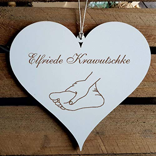 Schild Herz « Fußpflege 02 » mit persönlicher Wunschgravur und Motiv Fußmassage - Deko Dekoration Türschild Name - Beruf Podologe