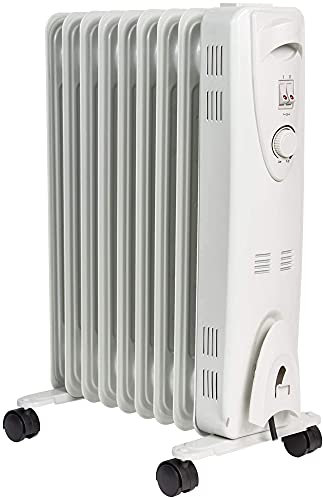 MYLEK Oil Filled Heater Radiators 2000W, Electric Portable White Heaters, Adjustable Thermostat, 3 Heat Settings, Energy Efficient, Safety Tip Over Protection (2KW White)