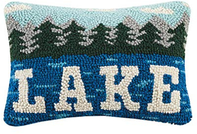 Peking Handicraft 30TG74C12OB Beautiful Lake Hook Pillow, 12-inch Long, Wool and Cotton