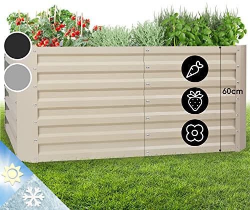 Blumfeldt High Grow Straight - Jardinière surélevée - Matériau : acier galvanisé - Ø 0,6 mm - Inoxydable - 4 barres de protection en aluminium - 120 x 60 x 60 cm (l x H x P) - Volume : 432 litres