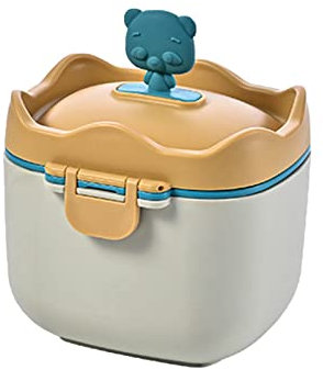 WMLBK Milk Powder Dispenser, Portable Formula Dispenser Pots, Cute Food Storage Snack Container Baby Infant Milk Powder Storage Box with Scoop for Travel Feeding (Yellow Small)