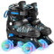 Hozzen Rollschuhe Kinder, 4 Größen Verstellbare Quad Rollschuhe Jungen für Anfänger, Bequeme und Atmungsaktive Rollschuhe für Kinder mit Aufbewahrungstasche für Weihnachts und Geburtstags Geschenke L