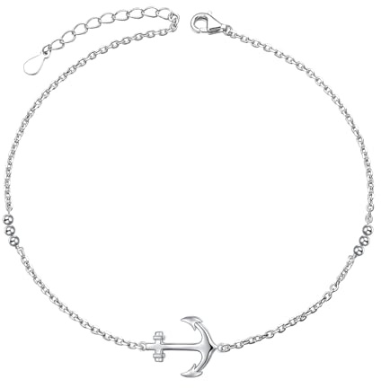 Lonyinlg Anchor Anklet 925 Sterling Silver Simple Anchor Ankle Bracelet Jewelry Valentine's Day Gifts for Women Love One