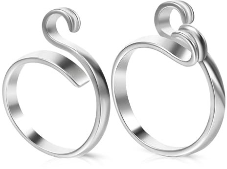 Xinjoduz 2 Stück Verstellbare Strickschlaufe Häkelring Silber Häkelringe Metall Häkelringe Häkelringe Finger Häkel Zubehör Garnspannringe Zum Häkeln Geflochtener Strickring Für Quilten Basteln Zubehör