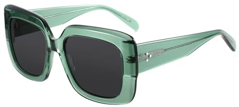 ZENOTTIC Gafas De Sol Polarizadas Para Mujeres A La Moda: Gafas De Sol Clásicas Con Protección UV400 - Gafas Retro Oversize Con Montura Cuadrada Verde Cristal