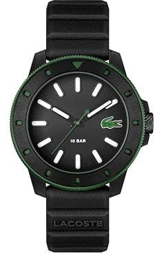 Lacoste Montre à Mouvement à Quartz Trois Aiguilles pour Homme Collection Lacoste.12.12 Scuba avec Bracelet en Silicone Noir - 2011412