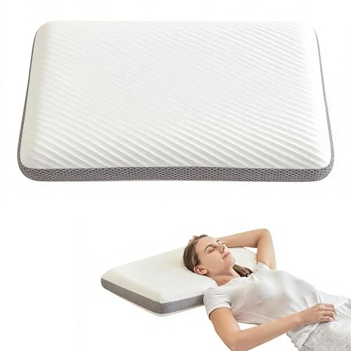 Almohada ortopédica de espuma viscoelástica, almohada cervical, firmeza media y suave, almohada ergonómica de doble cara, con funda extraíble, certificado Öko-Tex, gris y blanco, 70 x 42 x 10 cm