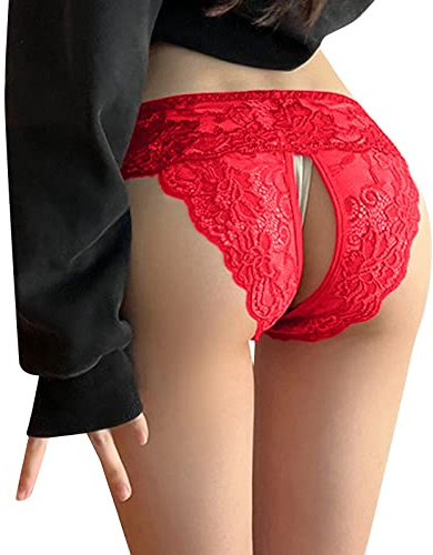 VIYUANH Coquine Culotte Femme Dentelle Micro Ficelle Lingerie Pas Cher Érotique Sexy String Hot Fendue Vêtements Short Ficelle Culotte sexy en dentelle pour femme, string taille basse,Confont