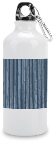 Jubonexis Borraccia da viaggio in alluminio con motivo a righe blu francesi, bottiglia sportiva con fibbia a torsione, per uomini e donne, campeggio, escursionismo, 600 ml