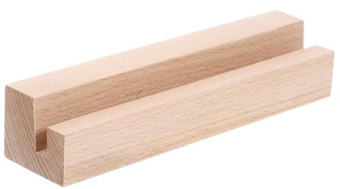 Angoily Support en bois pour calendrier de table et photos - Base en bois solide avec fente - Mémo multifonction et porte-cartes pour décoration de bureau et accessoires de bureau