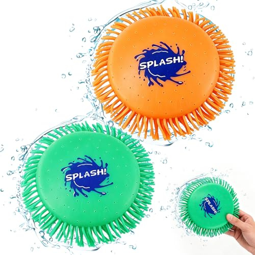 2PCS Frisbee de Agua, Disco Lanzador de Agua Hecho de Espuma y Silicona, Unidades de Discos de Espuma y Silicona, diámetro de 17 cm, Juguete acuático en Colores llamativos, diversión de Verano