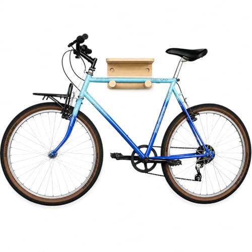 Box and beyond Woody - Soporte para bicicleta de pared, 30 x 30 x 17 cm, madera natural, 1 bicicleta de montaña, bicicleta de montaña, bicicleta de montaña o 3 patinetas, portabicicletas, garaje