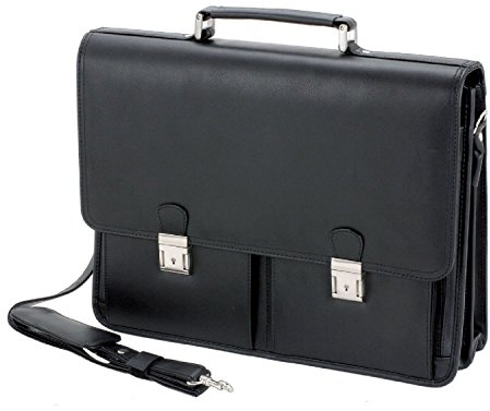 Alassio 47117 - Aktentasche Veneto, aus echtem Leder, ca. 42 x 32 x 15 cm, schwarz