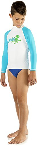 Cressi Kinder Rash Guard,Blau (Octopus), L/4 (Herstellergröße:10-11 Jahre)