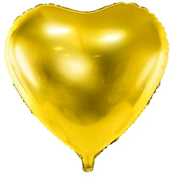 PartyDeco Palloncino Mylar Foil a Forma di Cuore Oro Metallizzato Ø 45 cm