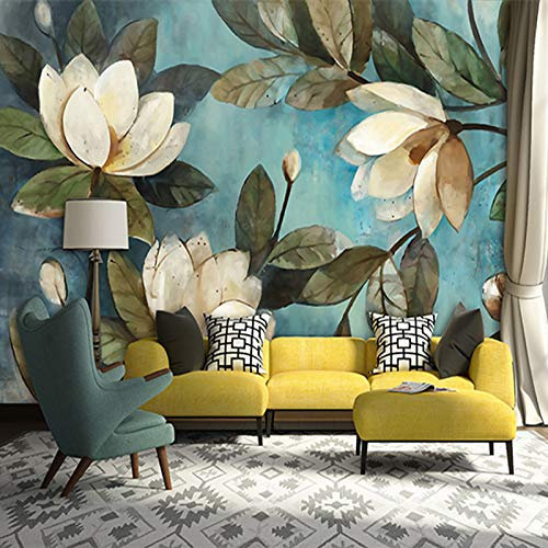 XZCWWH Personalizzato Telo Da Parete 3D Bianco Lotus Retro Pittura A Olio Foto Murale Carta Da Parati Soggiorno Camera Da Letto Ristorante Rivestimento Murale Decorazione 3D,400cm(W)×280cm(H)