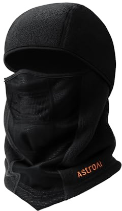 AstroAI Balaclava Ski Mask Winter Fleece Thermal Face Mask Cover for Men Women Warmer Windproof Breathable, Cold Weather Gear for Skiing, Outdoor Work, Motorcycling, Snowboarding, Black-M, 21.5-23