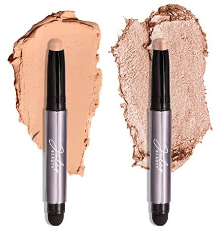 Julep Crème-to-Powder Waterproof Eyeshadow Stick Duo - Long-Lasting, Crease-Proof, Easy Apply with Built-in Smudger - Desert & Champagne