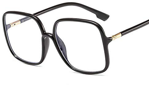 HAOMAO Occhiali da vista quadrati con montatura grande oversize anti luce blu per donna uomo C1Black