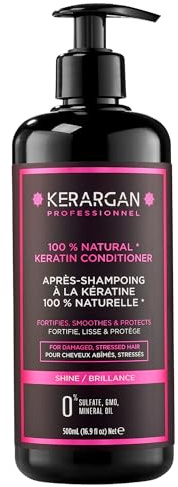 Kerargan - Ultra reparierender Keratin-Conditioner für strapazierte und gestresste Haare - Pflegend, Glättend und Schützend - Ohne Sulfate, GVO, Mineralöl - 500ml