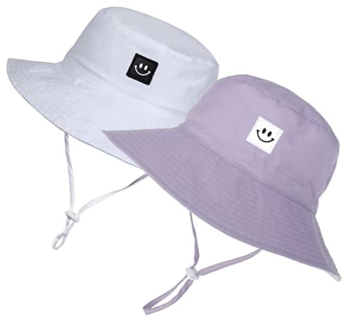 Toddler Sun Hat 6-12 Months,12-24 Months 2pack Smile Face Purple/White