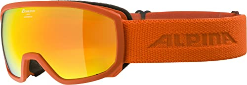 ALPINA SCARABEO JR. Q-LITE - Verspiegelte, Kontrastverstärkende OTG Skibrille Mit 100% UV-Schutz Für Kinder, pumpkin matt, One Size