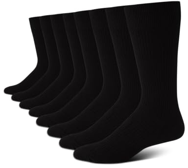 Calvin Klein Men's Dress Socks - Lightweight Cotton Blend Solid Crew Socks (8 Pack), Size 7-12, All Black