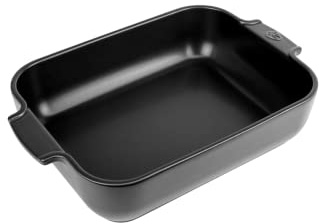 PEUGEOT - Plat Four En Céramique Rectangulaire - 32 cm x 21,7 cm x 7,2 cm - Contenance : 2,7 L - Garanti 10 Ans - Fabrication Française - Coloris Noir Satin